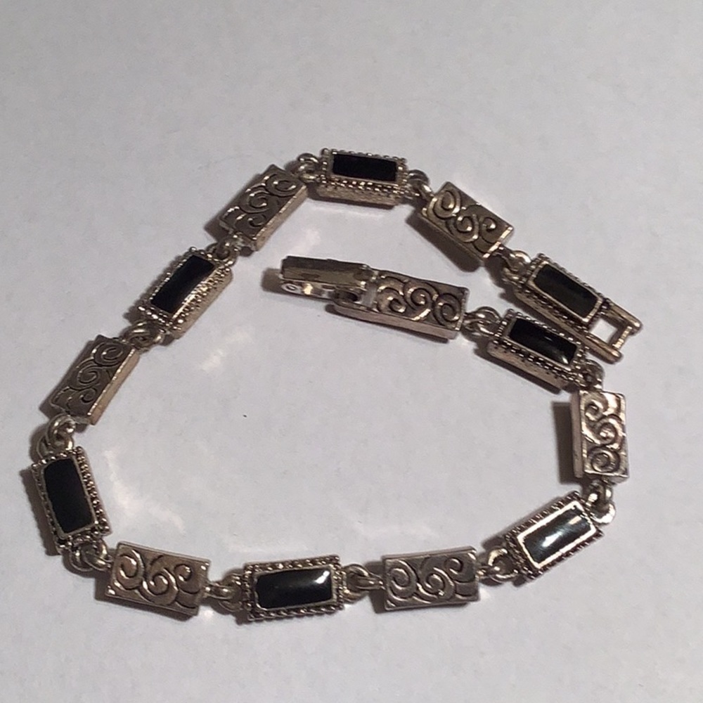 Two Silver And Black Panel Bracelets - image 2